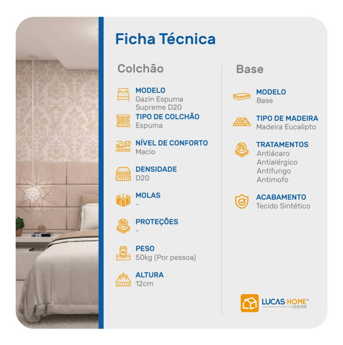 Cama Box Com Colchão De Espuma D20 Gazin Supreme Solteiro