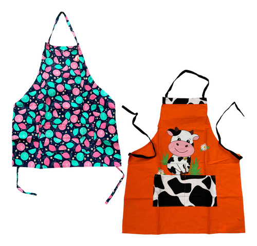 3 Mandil Cocina Repelente Multiusos Vero Hogar Algodón 70 Cm Mandil Vacas