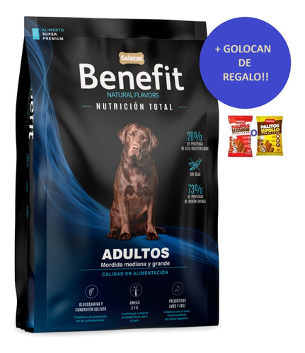 Alimento Benefit Perro Adulto Raza Grande 15kg + Regalo!