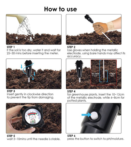 Medidor De Ph Y Humedad De Suelo 2en1, Electrodo Impermeable