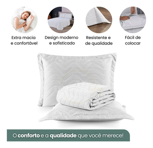 Cobre Leito Colcha Queen Padrão 3 Peças Dupla Face 170 Fios Cama Box Cor Branco