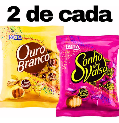 Kit Pacote Bombom 2 Sonho De Valsa + 2 Ouro Branco 1kg Cada