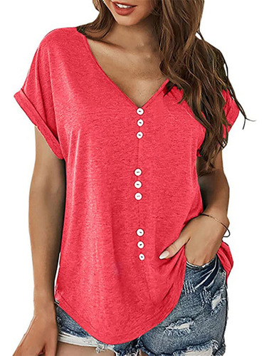 Top Túnica Elegante Playera Ligera De Color Puro For Dama