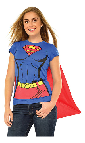 Dc Comics Super-girl Camiseta Con Capa, Azul, Pequeño Traje