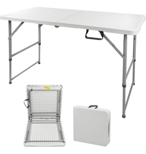 Mesa Plegable 122 Cm Altura Ajustable Tipo Portafolio Color Blanco