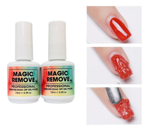 Removedor Magico Para Retiro Gel Semipermanente Kit De 2pzs