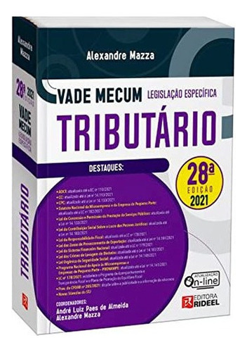 Vaded Mecum Tributario 28ª Edição - 2021, de Alexandre Mazza. Editora Rideel, capa mole em português, 2021