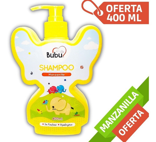 Shampoo Para Niños 400 Ml Hipoalergénico Manzanilla Bubu !!