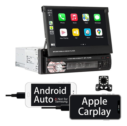 Estéreo De Coche Single Din Carplay Android Auto 7 Pulgadas