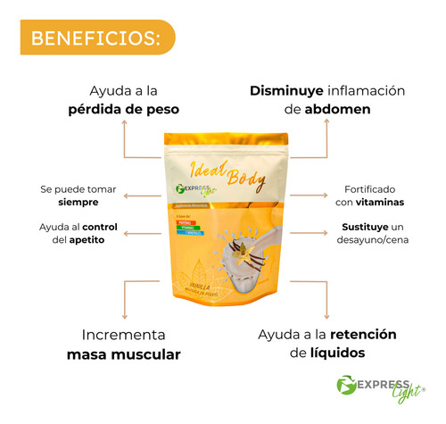 Ideal Body Malteada Sabores Suplemento Express Light 500g Sabor Vainilla