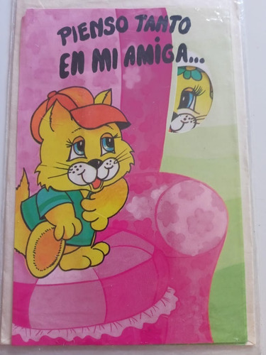 4 Tarjetas Día Del Amigo Dibujos Infantiles Vintage Retro