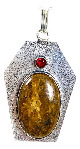 Colgante Plata Broncita Y Granate Rojo 100% Natural Cbct-34