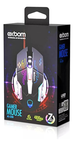 Mouse Gamer 6 Botões 4800dpi 4 Modos Cabo 1.5m Exbom Ms-g280
