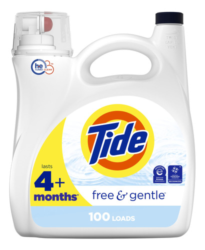 Tide Free & Gentle Detergente Líquido Para Ropa 100 Cargas.