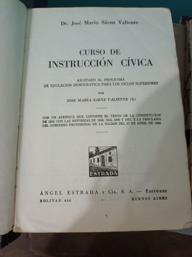 Curso De Instruccion Civica / Jose Maria Saenz Valiente