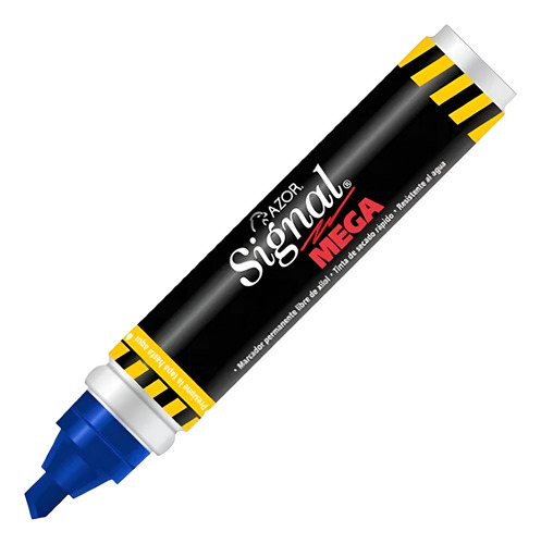 6 Marcadores Permanentes Signal Mega Azor Color Azul