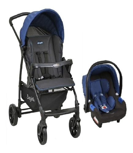 Carrinho De Bebê Ecco Azul Com Bebê Conforto - Burigotto