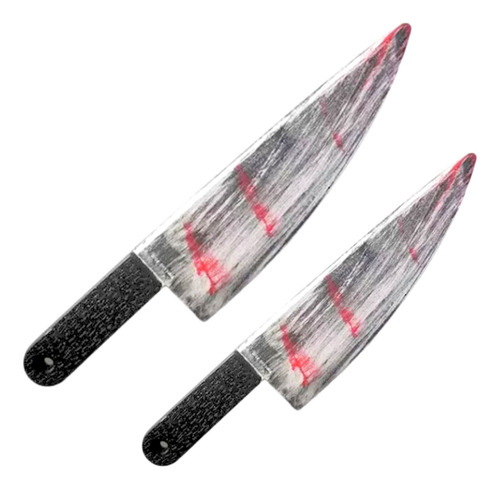 Set 2 Cuchillo Con Sangre Jackson Broma/ Halloween/falso