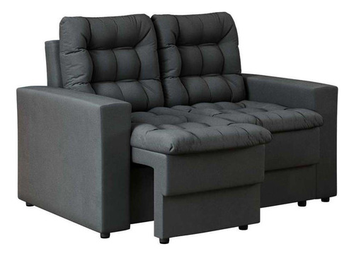 Sofá 2 Lugares Retrátil Lubeck Plush Suede Grafite 140 Cm