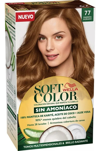 Kit Tintura Wella Professionals  Soft color Tinte de cabello tono 77 marron dorado para cabello