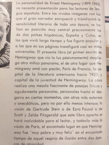 Paris Era Una Fiesta De E. Hemingway 3*reimp.(1979) Martínez (Usado)