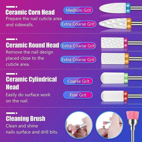 Babeefly 25pz Puntas Para Drill 20 Círculos De Arena Brocas De Uñas Con Caja Portabrocas Taladros Expositor De Brocas Para Manicura De Uñas En Casa Puntas Para Pulidores Drill Limpiador Cutículas Tala