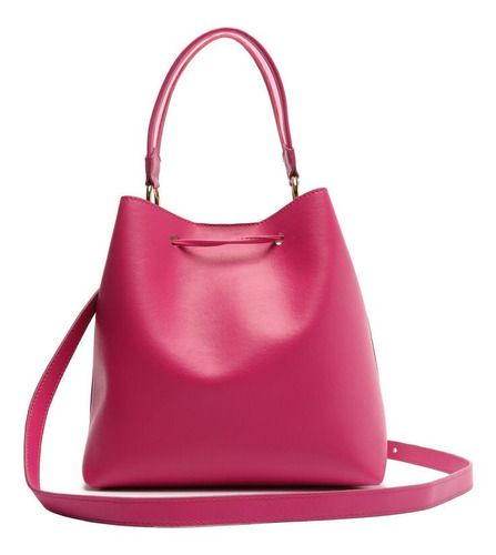 Imagem 3 de 6 de Bolsa Feminina Bucket Tiracolo Rosa - My Shoes