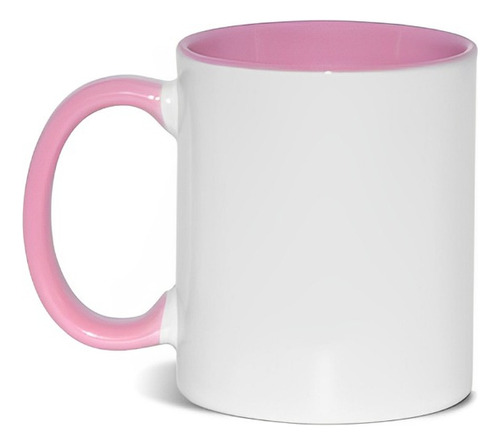 Taza Con Interior Y Asa De Color Rosado De Sublimación