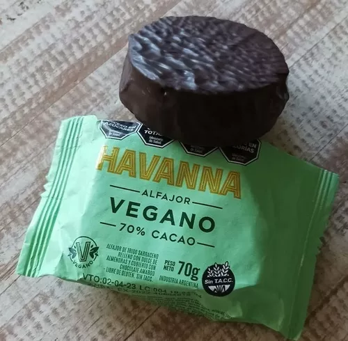 Nuevos! 18 Alfajores Havanna Vegano 70% Cacao Dulce Almendra