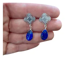 Comprar Aros Lapislázuli Con Baño De Plata 925