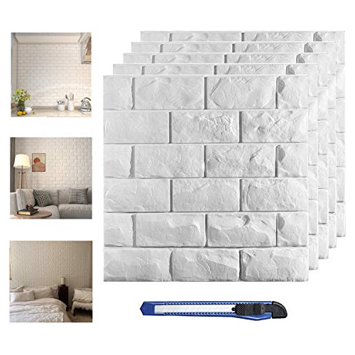 Paneles De Pared 3d De Ladrillo Blanco Imprimible, Pape...