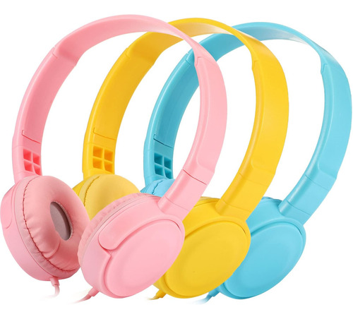 3 Piezas Auriculares Niños Multicolor Con Micrófono Estéreo