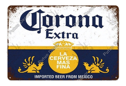 Placa Poster Cuadro Metalico Cerveza Corona Retro Vintage