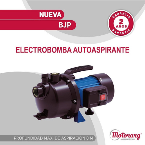 Imagen 2 de 4 de Bomba Autocebante Motorarg Bjp150 1.5hp. Aspiracion 8mts