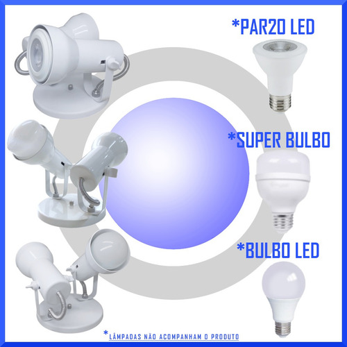 Imagem 2 de 7 de Spot De Luz Duplo Sobrepor 2 Lampadas Par20 Bulbo - Soft
