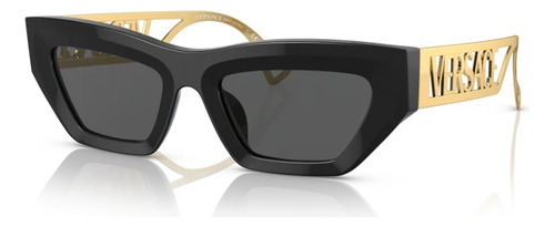 Gafas de sol - Versace - VE4432u Gb1/87 53 Color de montura Negro Color varilla Dorado Color de lente Gris oscuro Diseño irregular