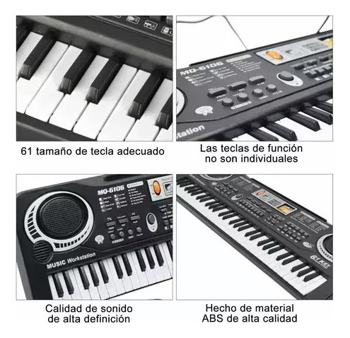 X 61 Teclas Electrónico Piano Digital Musical Con Micrófono