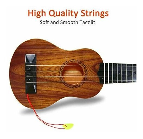 Guitarra Para Niños De Plastico 17 Pulgadas Con 4 Cuerdas Marrón