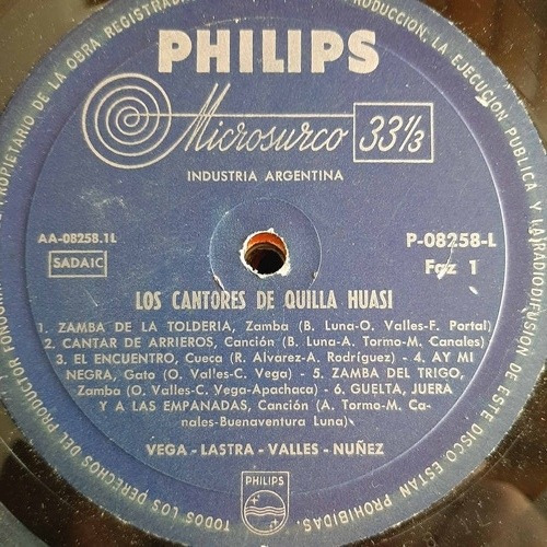 Sin Tapa Disco Los Cantores Del Quilla Huasi Vega Lastra F0