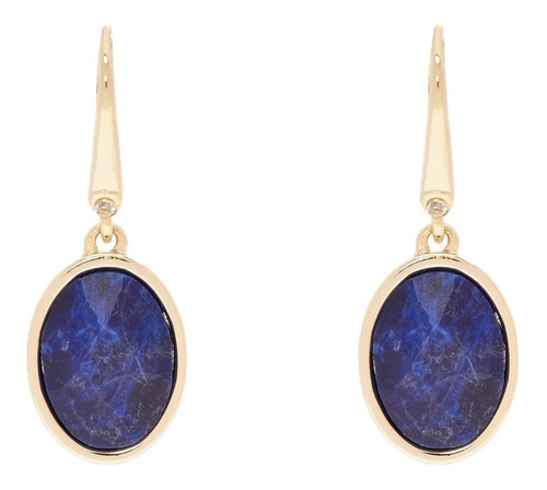 Aretes Dkny Dorados Con Cristal Azul Mujer