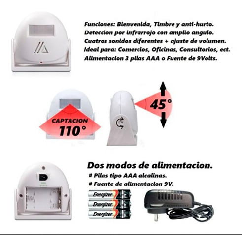 Sensor Avisador Ingreso De Personas Alarma Infrarrojo 220v