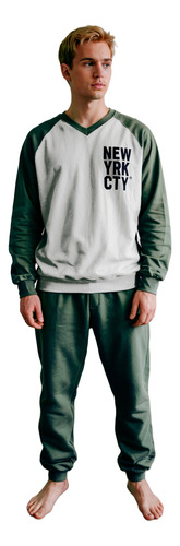 Pijama De Hombre Algodon Invierno Escote V Comb. Gianni 5902