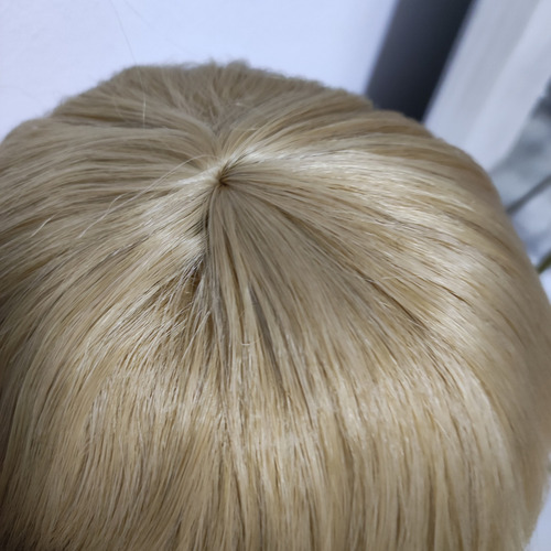 Peluca Rubio Oscuro Corta Con Cabello Liso Y Fleco Tamaño De La Base Unitalla