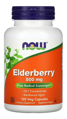 Elderberry Sabugueiro 500 Mg 120 Cápsulas Now Foods - Eua Sabor Sem sabor