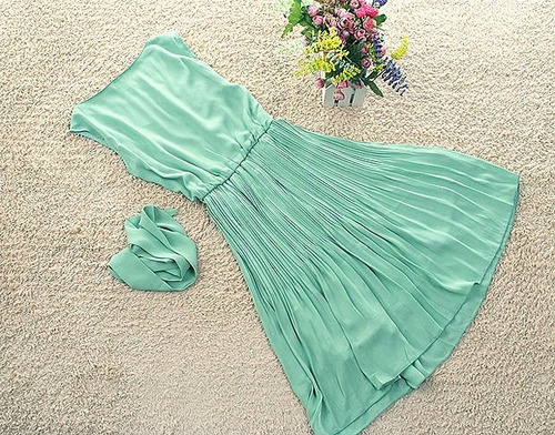 Vestido De Fiesta Gasa Plisado Talla M Exclusivo Nuevo