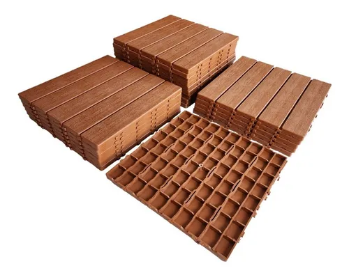 comprar Kit 9 Decks Madeira Plástico Encaixe Modular Piscina Sacada