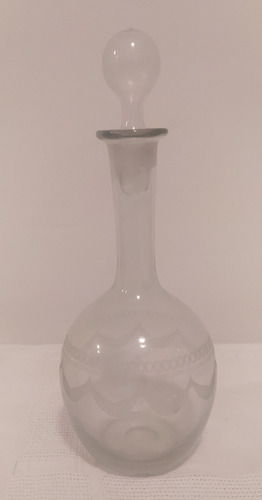 Botellón Antiguo De Cristal Con Grabado