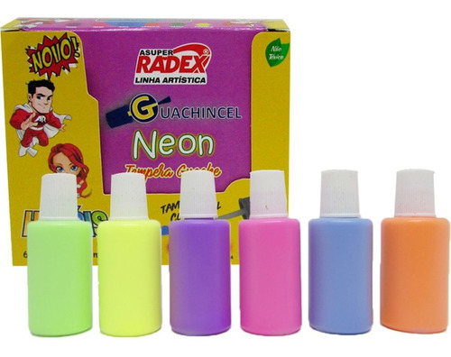 Tinta Guache 015ml Neon 18ml C/pincel 6 Cores