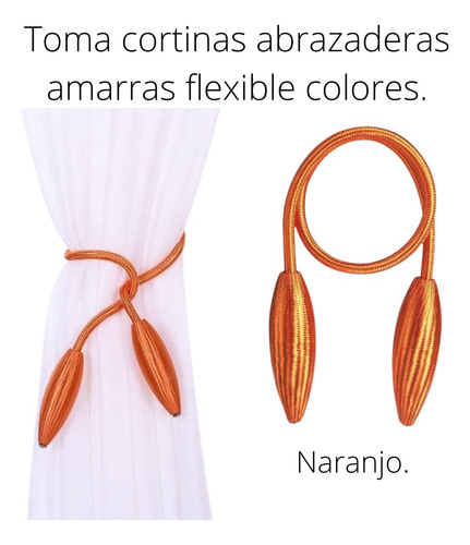 Toma Cortinas Abrazadera Amarras Adaptable Flexible Colores