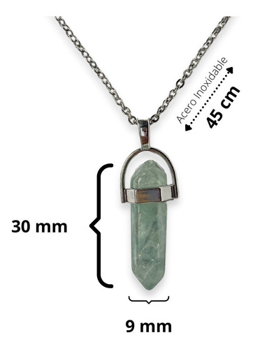 Imagen 2 de 3 de Collar De Fluorita Verde 100% Natural Péndulo